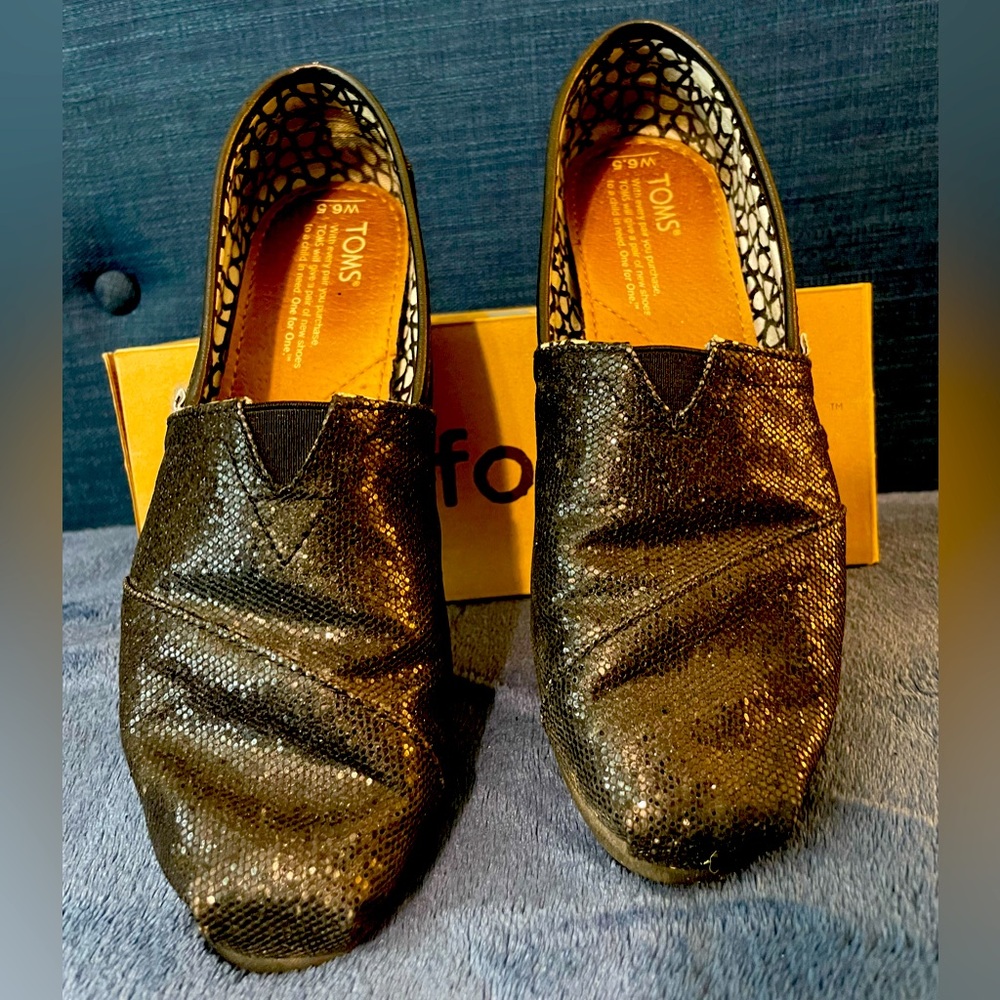TOMS | Black Glitters | Size 6.5